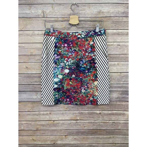 Anthropologie Tabitha Size 4 Spring Meadow Mixed Print Pencil Skirt Floral - Picture 1 of 12